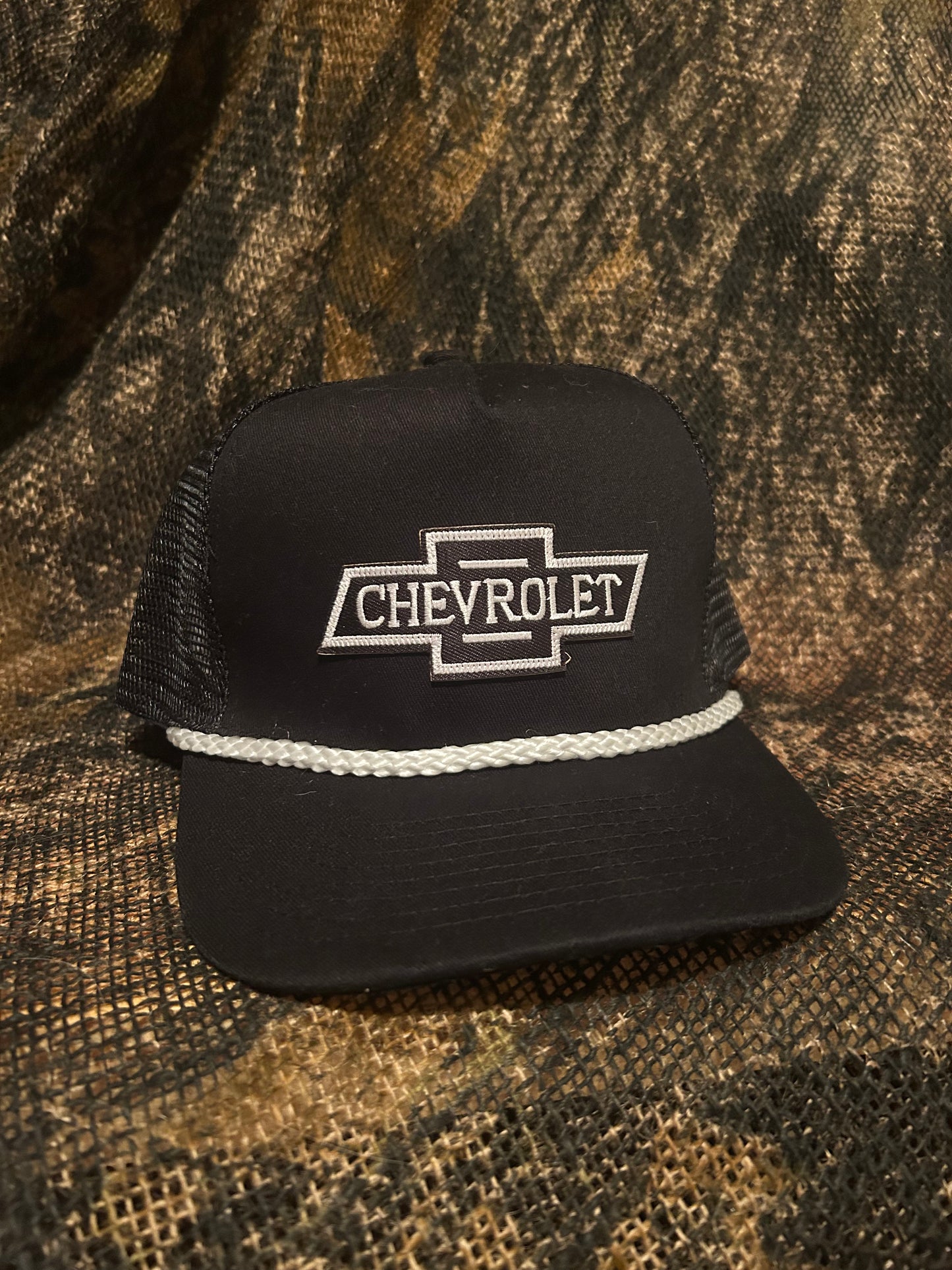 Chevrolet Patch on black/white rope brim snapback hat