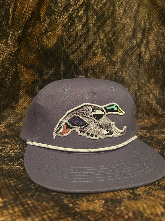 Mallard Duck patch navy ropebrim SnapBack hat