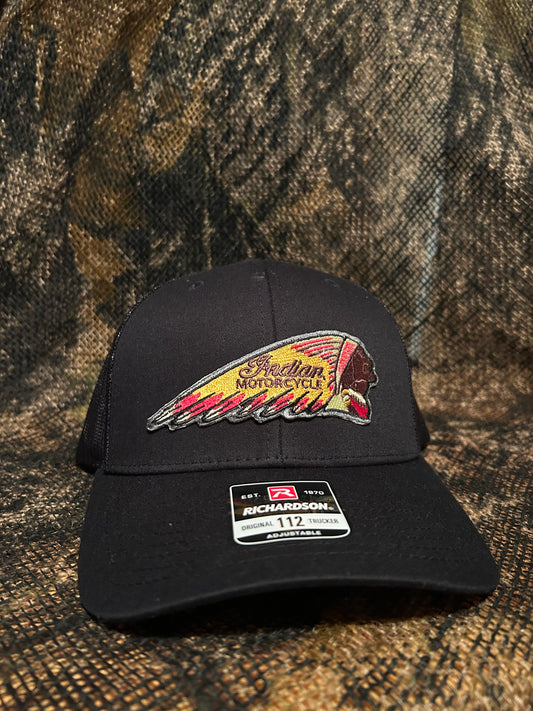 Indian Motorcycle Black Richardson 112 Trucker hat